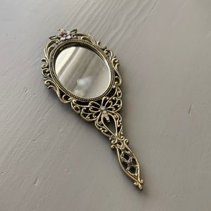 Brass Hand held small decorative mirror
